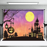 Aperturee - Aperturee Simple Cartoon Castle Halloween Holiday Backdrop